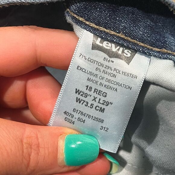 Levi's Youth Boys 514 Slim Straight Jeans Whisker Denim Medium Wash Blue Size 18 - Picture 8 of 11